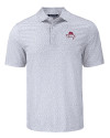 FSU Bobby Bowden Cutter & Buck Pike Eco Flora Print Recycled Mens Polo Polished Medium Gray Mannequin Thumbnail Image