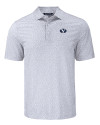 Brigham Young Cougars Cutter & Buck Pike Eco Flora Print Recycled Mens Polo Polished Medium Gray Mannequin Thumbnail Image