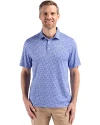 Emory Eagles Cutter & Buck Pike Eco Flora Print Recycled Mens Polo Chelan Blue Front Thumbnail Image