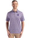 Kansas State Wildcats Wabash Vintage Cutter & Buck Pike Eco Flora Print Recycled Mens Polo College Purple Front Thumbnail Image