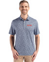 UConn Huskies Cutter & Buck Pike Eco Flora Print Recycled Mens Polo Navy Blue Front Thumbnail Image