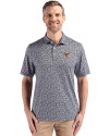 Texas Longhorns Cutter & Buck Pike Eco Flora Print Recycled Mens Polo Black Front Thumbnail Image