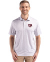 Texas A&M Aggies Cutter & Buck Pike Eco Flora Print Recycled Mens Polo Polished Medium Gray Front Thumbnail Image