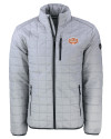 Texas Longhorns 100 Years at DKR Cutter & Buck Rainier PrimaLoft® Mens Eco Insulated Full Zip Puffer Jacket Polished Medium Gray Mannequin Thumbnail Image