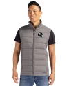 Pittsburgh Steelers NFL Helmet Cutter & Buck Evoke Hybrid Softshell Recycled Mens Full Zip Vest Elemental Grey Front Thumbnail Image