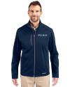 Spelman College Jaguars Cutter & Buck Evoke Softshell Recycled Full Zip Mens Jacket Navy Blue Front Thumbnail Image