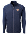 Texas Longhorns 100 Years at DKR Cutter & Buck Adapt Eco Knit Hybrid Recycled Mens Full Zip Jacket Navy Blue Mannequin Thumbnail Image