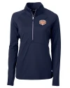 View image 7: Texas Longhorns 100 Years at DKR Cutter & Buck Adapt Recycled Soft Knit Stretch Womens Half Zip Pullover Navy Blue Mannequin