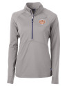 Texas Longhorns 100 Years at DKR Cutter & Buck Adapt Eco Knit Stretch Recycled Womens Half Zip Pullover Polished Medium Gray Mannequin Thumbnail Image