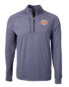 View image 7: Texas Longhorns 100 Years at DKR Cutter & Buck Adapt Recycled Soft Knit Stretch Mens Big & Tall Heathered Quarter Zip Pullover Navy Blue Heather Mannequin