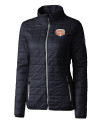View image 15: Texas Longhorns 100 Years at DKR Cutter & Buck Rainier Recycled Insulated Puffer Womens Full Zip Jacket Dark Navy/Silver Mannequin