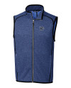 Memphis Tigers Cutter & Buck Mainsail Sweater-Knit Mens Full Zip Vest Tour Blue Heather Mannequin Thumbnail Image