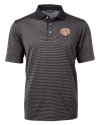 Texas Longhorns 100 Years at DKR Cutter & Buck Virtue Eco Pique Micro Stripe Recycled Mens Big & Tall Polo Black/Elemental Grey Mannequin Thumbnail Image