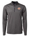 Texas Longhorns 100 Years at DKR Cutter & Buck Virtue Eco Pique Micro Stripe Recycled Mens Quarter Zip Black/Elemental Grey Mannequin Thumbnail Image