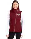 SMU Mustangs Cutter & Buck Mainsail Sweater Knit Womens Asymmetrical Vest Cardinal Red Heather Front Thumbnail Image