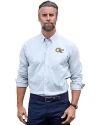 Georgia Tech Yellow Jackets - Cutter & Buck Stretch Oxford Stripe Mens Long Sleeve Dress Shirt Light Blue Front Thumbnail Image