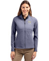 Georgia Tech Yellow Jackets Alumni Cutter & Buck Adapt Eco Knit Heather Recycled Womens Full Zip Navy Blue Heather Front Thumbnail Image