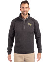 Georgia Tech Yellow Jackets - Cutter & Buck Mainsail Sweater-Knit Mens Half Zip Pullover Jacket Charcoal Heather Front Thumbnail Image