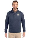 Georgia Tech Yellow Jackets Alumni Cutter & Buck Mainsail Sweater-Knit Mens Half Zip Pullover Jacket Liberty Navy Heather Front Thumbnail Image