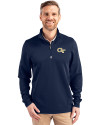 Georgia Tech Yellow Jackets - Cutter & Buck Traverse Stretch Eco Quarter Zip Mens Big and Tall Pullover Liberty Navy Front Thumbnail Image