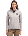 Georgia Tech Yellow Jackets Alumni Cutter & Buck Adapt Eco Knit Hybrid Recycled Womens Full Zip Jacket Polished Medium Gray Front Thumbnail Image