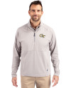 Georgia Tech Yellow Jackets - Cutter & Buck Adapt Eco Knit Hybrid Recycled Mens Quarter Zip Polished Medium Gray Front Thumbnail Image