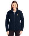 View image 1: Georgia Tech Yellow Jackets Alumni Cutter & Buck Cascade Epic Comfort Recycled Sherpa Fleece Womens Full Zip Jacket Navy Blue Front
