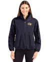 Georgia Tech Yellow Jackets - Cutter & Buck Charter Eco Recycled Womens Anorak Jacket Navy Blue Front Thumbnail Image