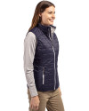 Georgia Tech Yellow Jackets Alumni Cutter & Buck Rainier PrimaLoft® Womens Eco Insulated Full Zip Puffer Vest Dark Navy/Silver Side Thumbnail Image