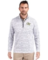 Georgia Tech Yellow Jackets - Cutter & Buck Traverse Stretch Eco Camo Print Quarter Zip Mens Pullover Charcoal Front Thumbnail Image