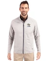 Georgia Tech Yellow Jackets Alumni Cutter & Buck Adapt Eco Knit Hybrid Recycled Mens Full Zip Jacket Polished Medium Gray Front Thumbnail Image