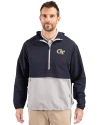 Georgia Tech Yellow Jackets - Cutter & Buck Charter Eco Recycled Mens Anorak Jacket Navy Blue/Polished Front Thumbnail Image