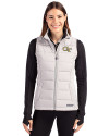 Georgia Tech Yellow Jackets - Cutter & Buck Evoke Hybrid Softshell Recycled Womens Full Zip Vest CONCRETE Front Thumbnail Image