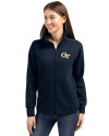 Georgia Tech Yellow Jackets - Cutter & Buck Roam Epic Versatility Full Zip Recycled Womens Jacket Navy Blue Front Thumbnail Image