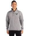 Oakland Golden Grizzlies Cutter & Buck Mainsail Sweater-Knit Mens Big and Tall Half Zip Pullover Jacket Polished Heather Front Thumbnail Image