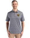 Oakland Golden Grizzlies Cutter & Buck Pike Eco Flora Print Recycled Mens Polo Black Front Thumbnail Image