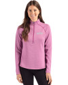 New York Jets Mono Cutter & Buck Peshastin Fleece Recycled Womens Half Zip Pullover Gelato Heather Front Thumbnail Image