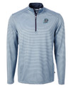 View image 1: Gulf Shores High School Cutter & Buck Virtue Recycled Micro Stripe Featherlight Pique Mens Big & Tall Quarter Zip Pullover Atlas/Navy Blue Mannequin