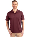 Front profile of a man wearing a Bordeaux Cutter & Buck Prospect Eco Textured Stretch Recycled Mens Short Sleeve Polo Thumbnail Image
