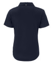 New England Patriots NFL Helmet Cutter & Buck Forge Eco Stretch Recycled Womens Short Sleeve Polo Navy Blue Mannequin Back Thumbnail Image