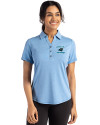 Carolina Panthers Historic Cutter & Buck Forge Recycled Four-Way Stretch Womens Polo Dark Atlas Heather Front Thumbnail Image