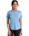 Detroit Lions Mono Cutter & Buck Forge Eco Stretch Recycled Womens Short Sleeve Polo Dark Atlas Heather Front Thumbnail Image