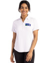 Seattle Seahawks Historic Cutter & Buck Forge Eco Stretch Recycled Womens Short Sleeve Polo White Front Thumbnail Image
