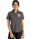 Miami Dolphins Historic Cutter & Buck Forge Eco Stretch Recycled Womens Short Sleeve Polo Dark Black Heather Front Thumbnail Image