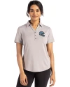 Detroit Lions NFL Helmet Cutter & Buck Forge Eco Stretch Recycled Womens Short Sleeve Polo Polished Medium Gray Front Thumbnail Image