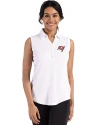 View image 7: Tampa Bay Buccaneers Cutter & Buck Forge Recycled Four-Way Stretch Womens Sleeveless Polo White Front