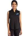 Detroit Lions Cutter & Buck Forge Eco Stretch Recycled Womens Sleeveless Polo Black Front Thumbnail Image