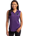 Minnesota Vikings NFL Helmet Cutter & Buck Forge Eco Stretch Recycled Womens Sleeveless Polo Dark College Purple Heather Front Thumbnail Image