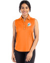 Miami Dolphins Historic Cutter & Buck Forge Recycled Four-Way Stretch Womens Sleeveless Polo Orange Burst Front Thumbnail Image
