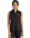 New Orleans Saints Mono Cutter & Buck Forge Eco Stretch Recycled Womens Sleeveless Polo Black Front Thumbnail Image